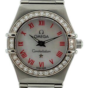 Omega 22.5mm Ladies Constellation MOP Dial Diamond Bezel Watch